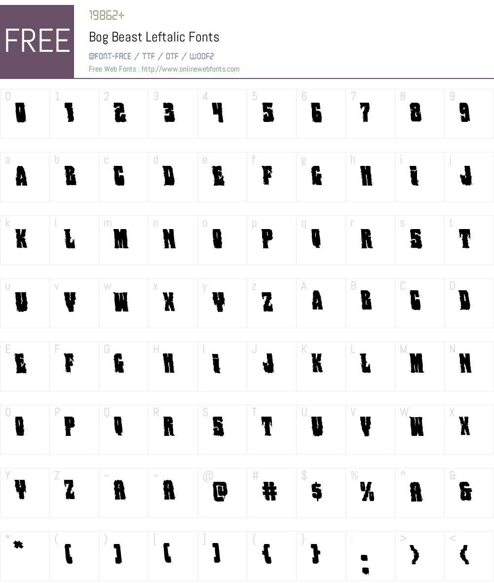Bog Beast Leftalic Font Screenshots