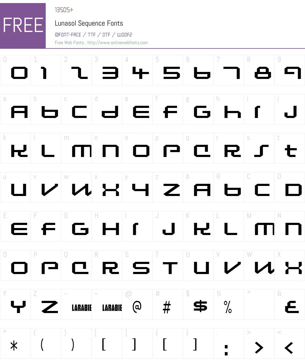 Lunasol Sequence Font Screenshots