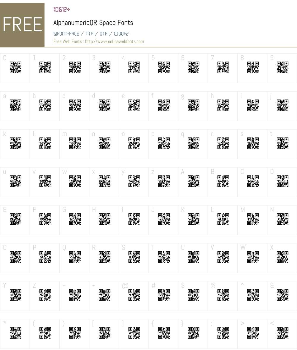 AlphanumericQR Space Font Screenshots