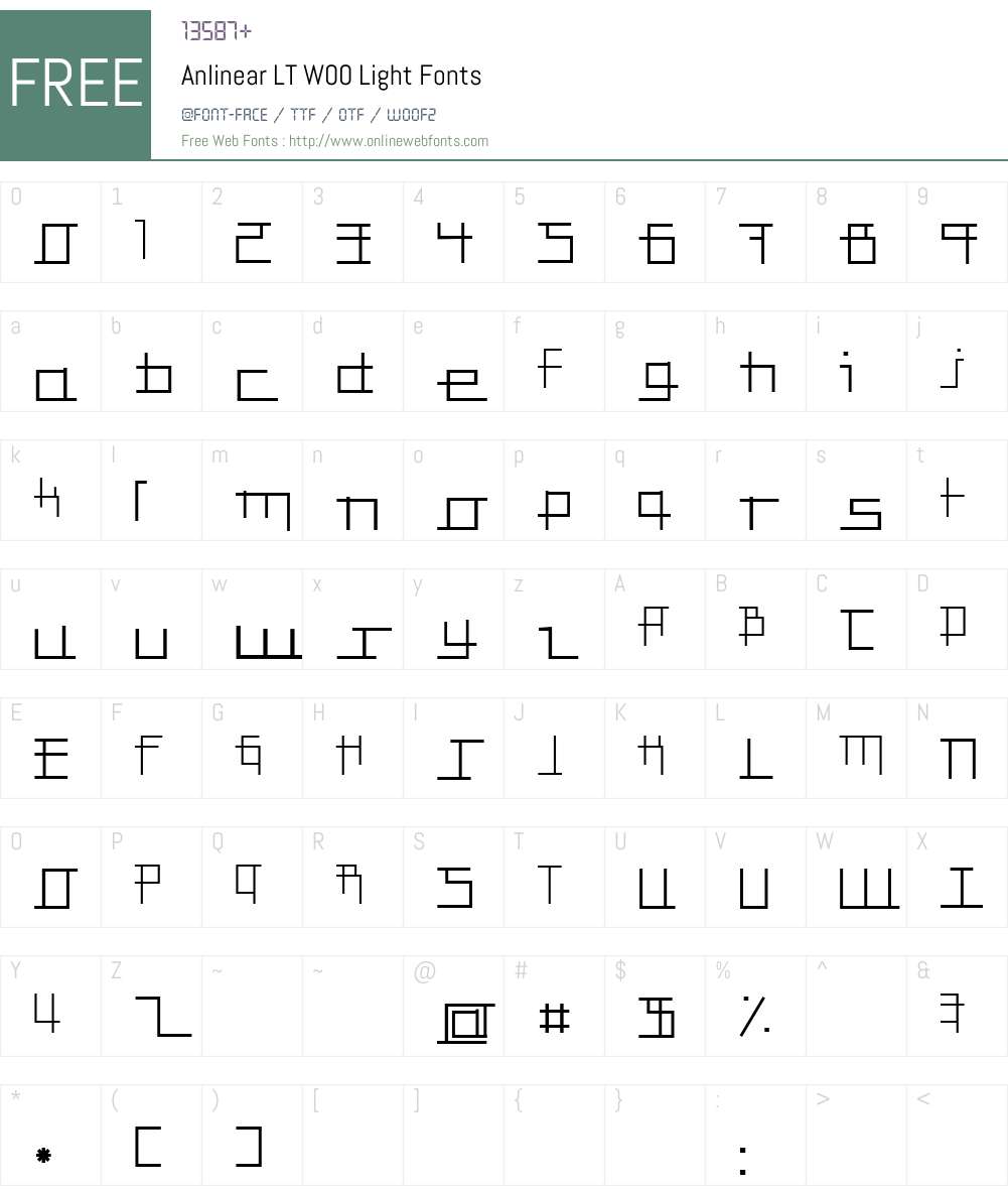AnlinearLTW00-Light Font Screenshots