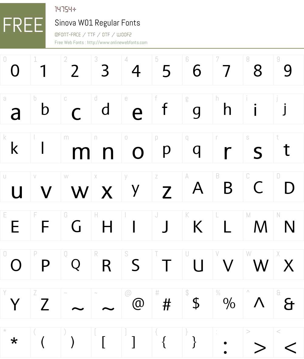 SinovaW01-Regular Font Screenshots