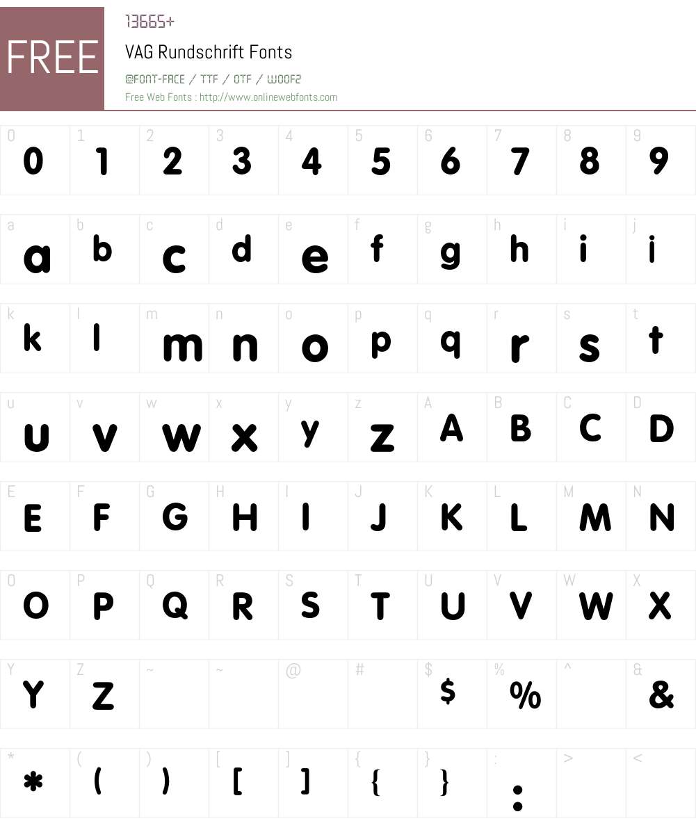 VAG Rundschrift BQ Font Screenshots