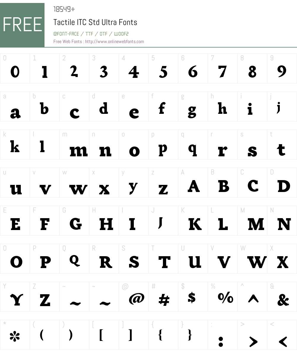 Tactile ITC Std Font Screenshots