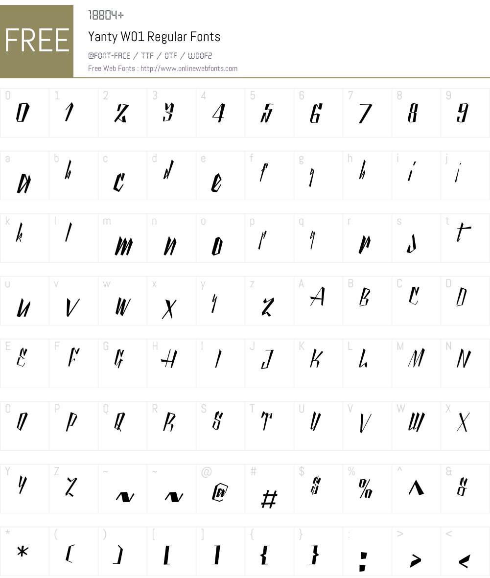 YantyW01-Regular Font Screenshots