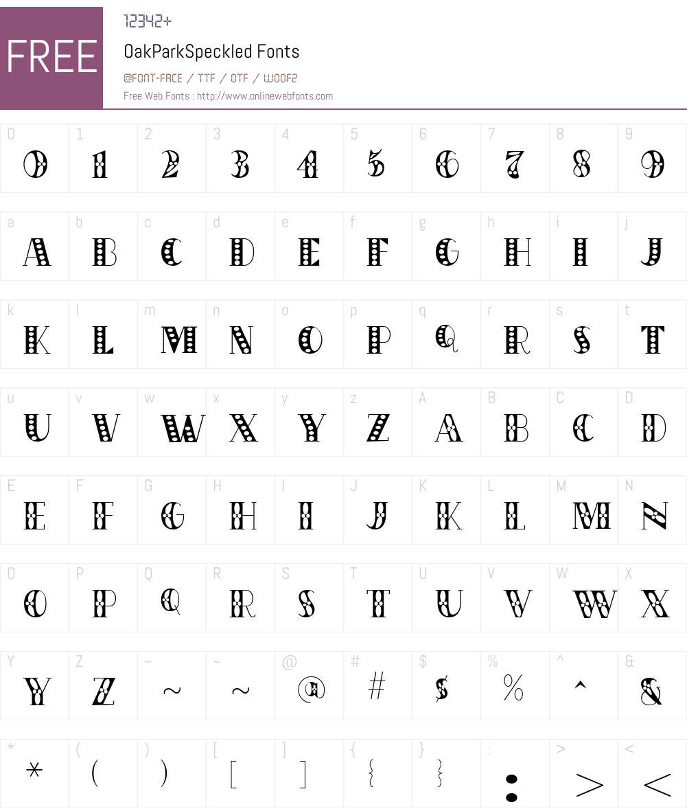 OakParkSpeckled Font Screenshots