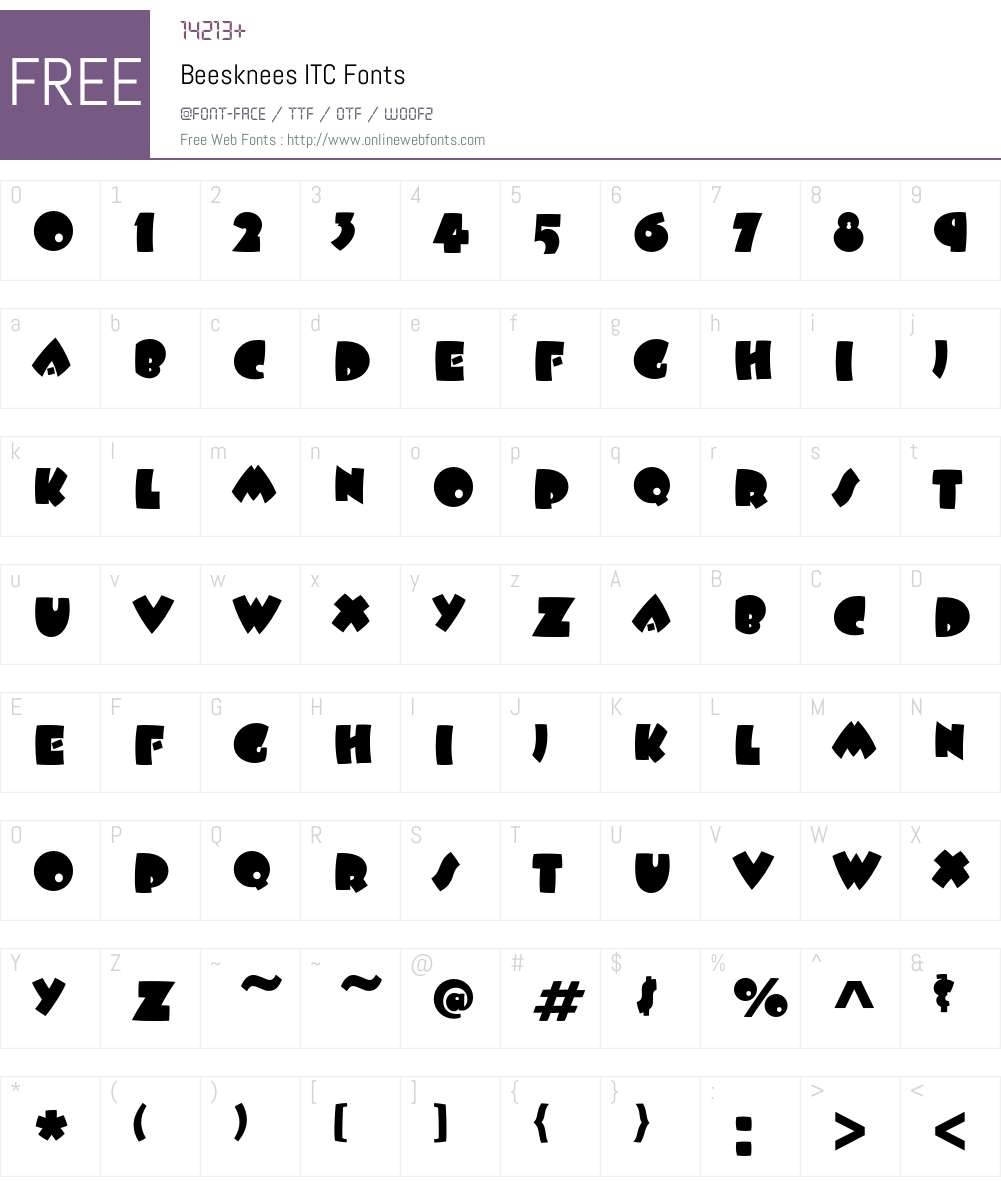 Beesknees ITC Font Screenshots