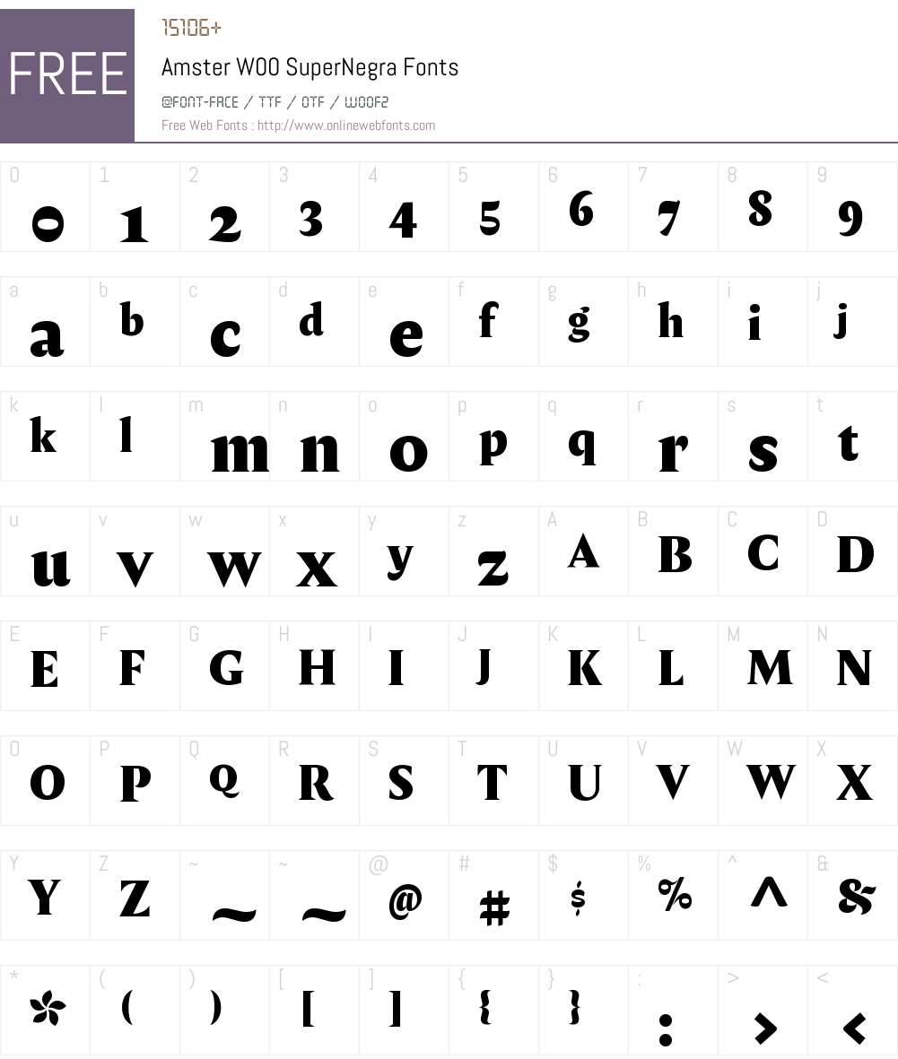 AmsterW00-SuperNegra Font Screenshots