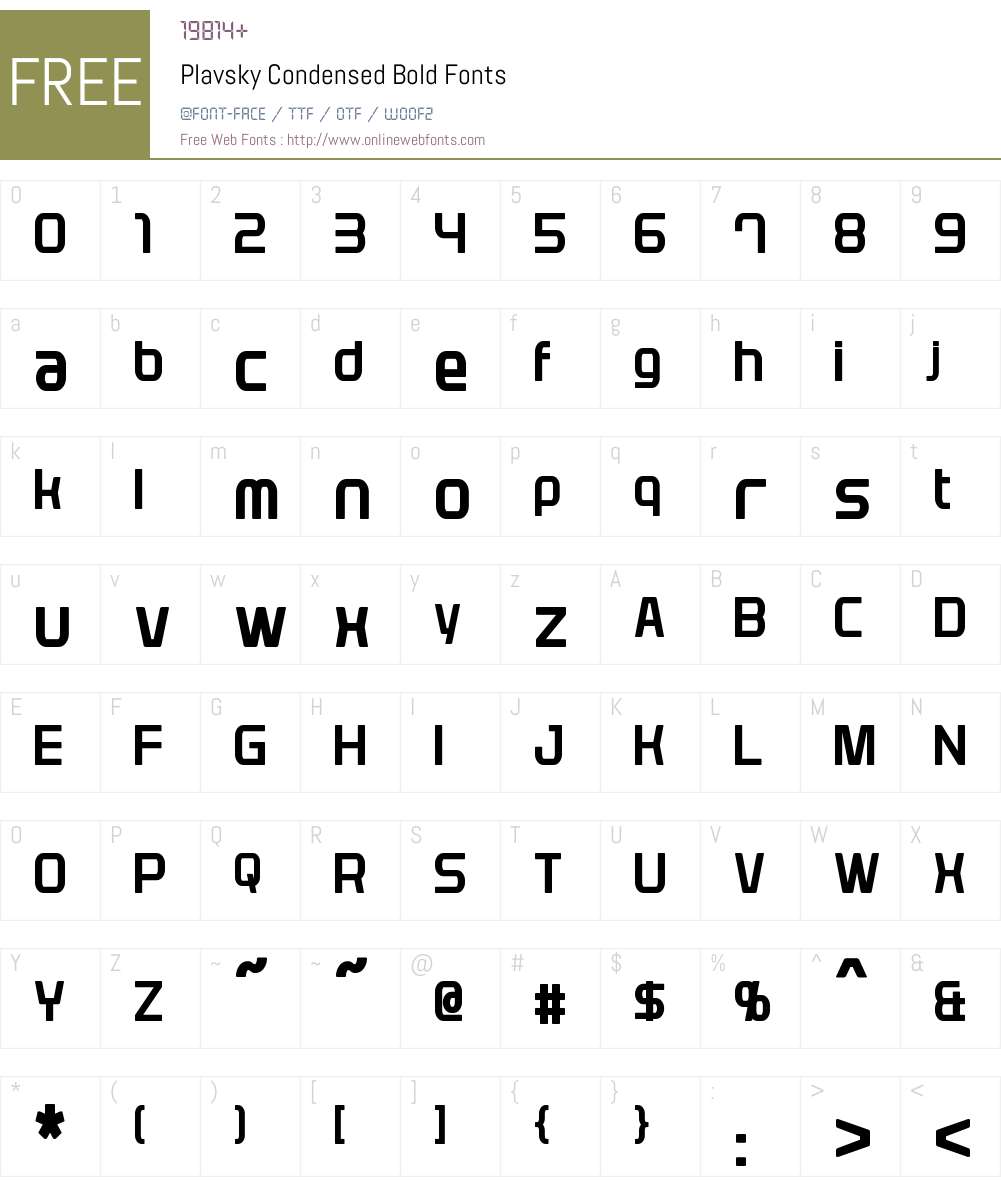 Plavsky Condensed Font Screenshots