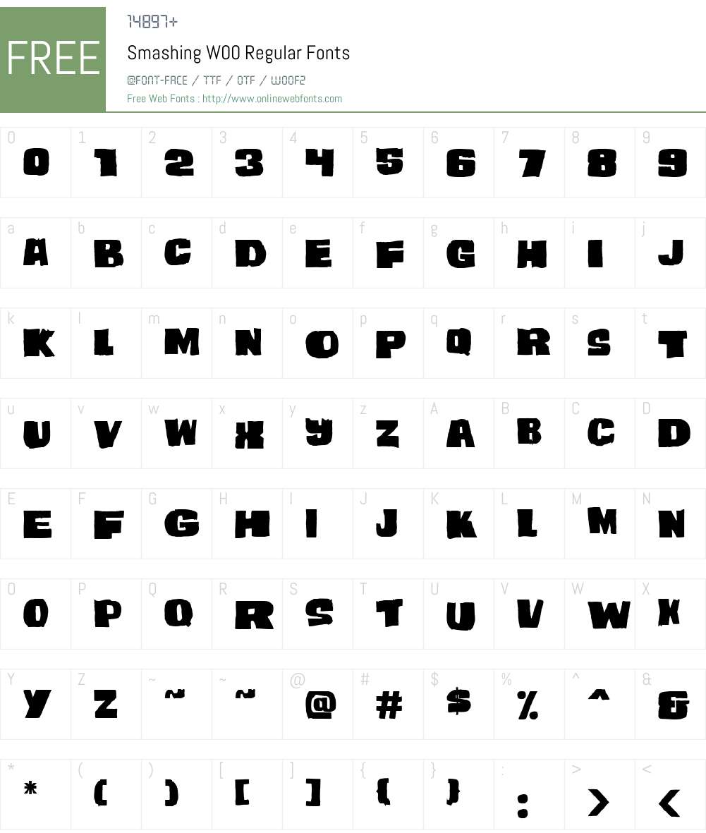SmashingW00-Regular Font Screenshots