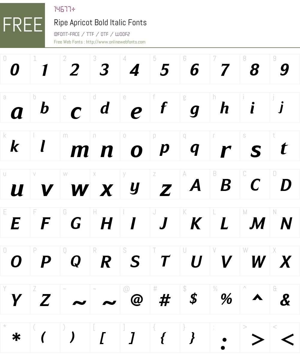 RipeApricot-BoldItalic Font Screenshots