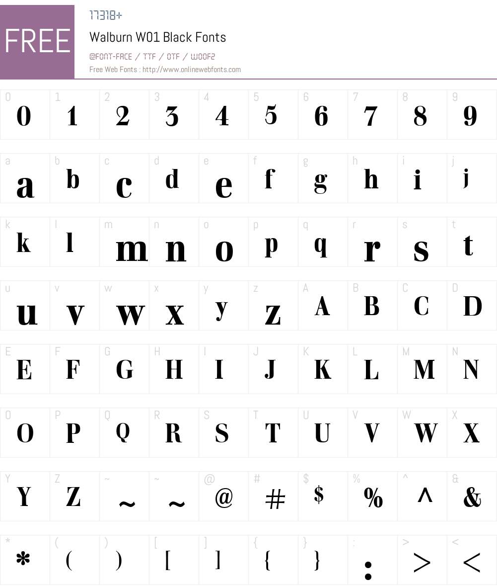 WalburnW01-Black Font Screenshots