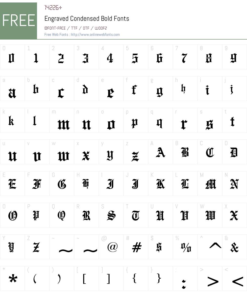 Engraved Condensed Font Screenshots