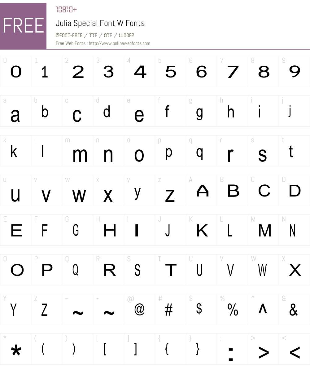 Julia Special Font W Font Screenshots