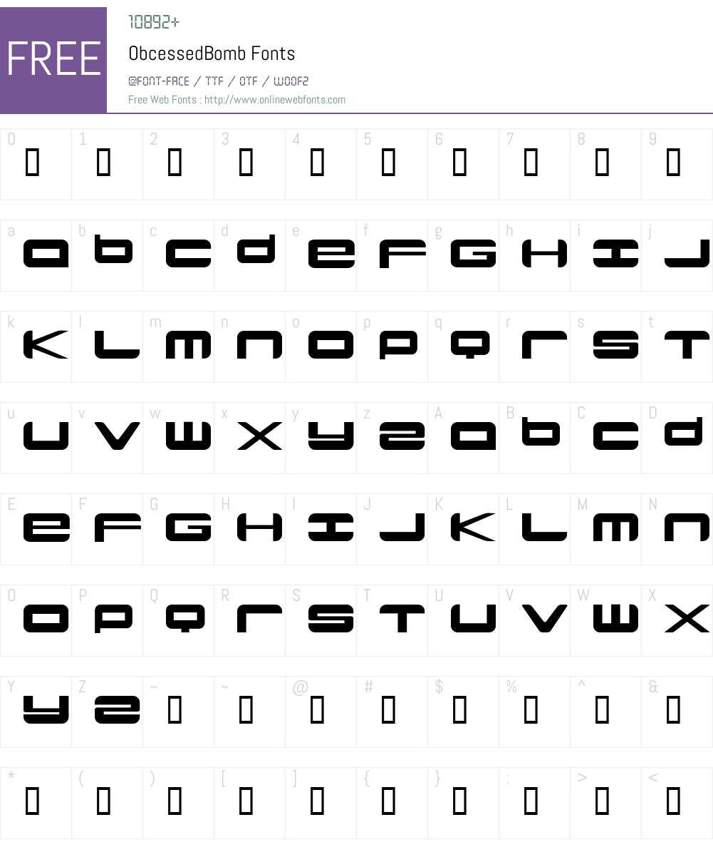 ObcessedBomb Font Screenshots