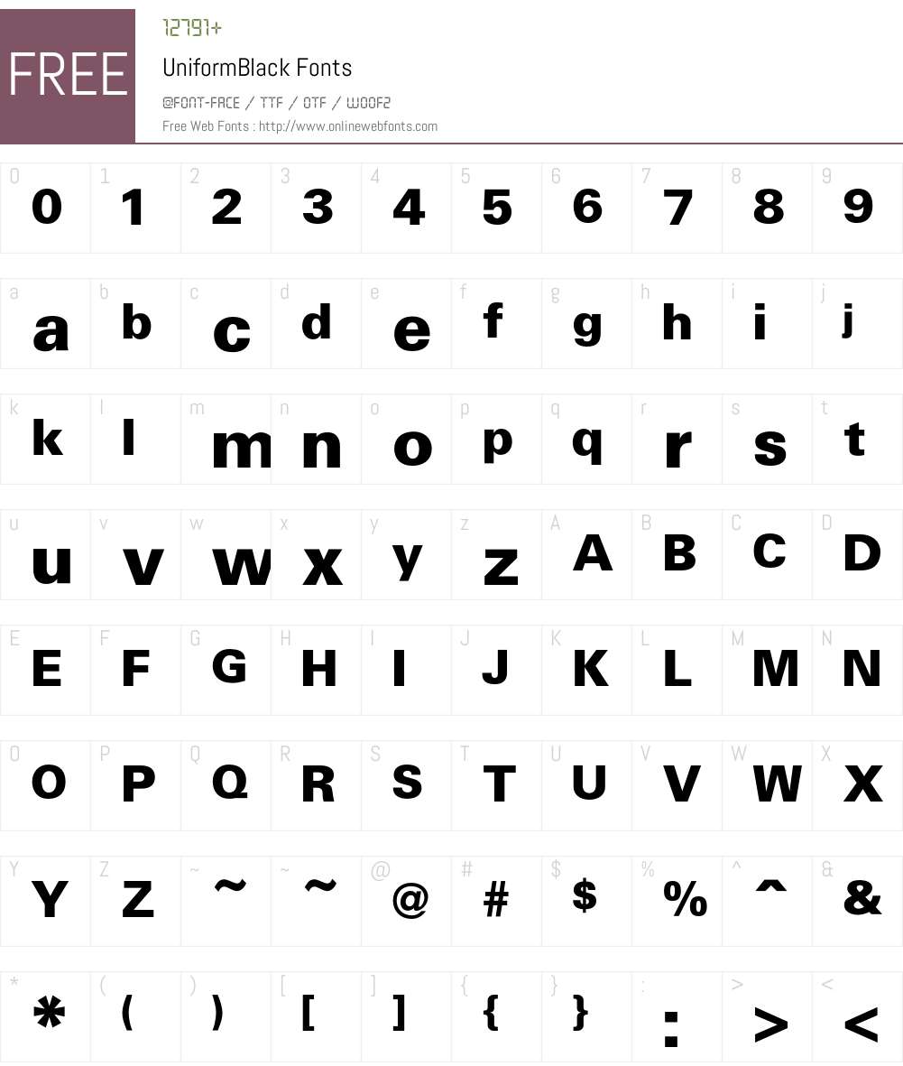 Uniform Font Screenshots