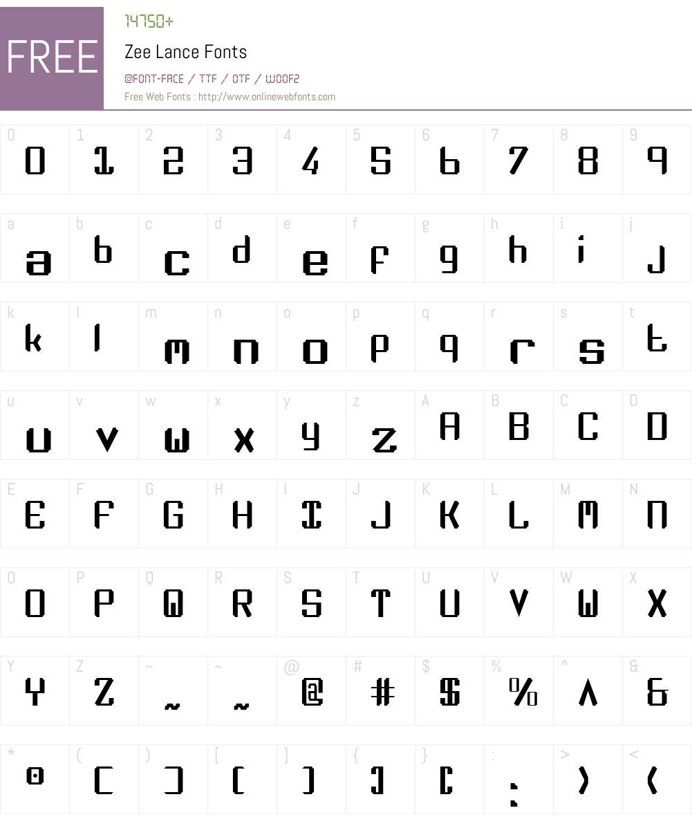 Zee Lance Font Screenshots
