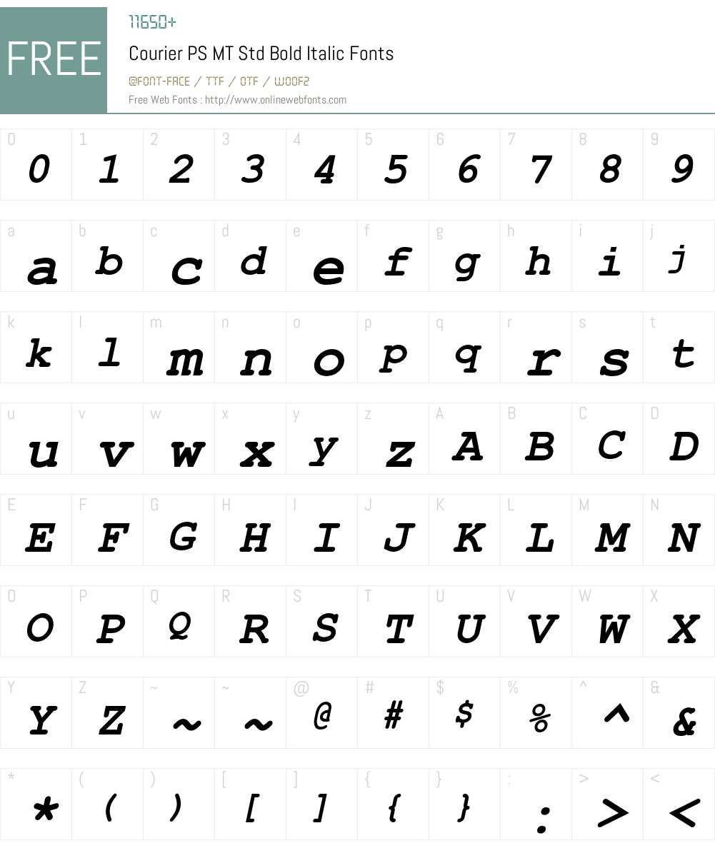 Courier PS MT Std Font Screenshots