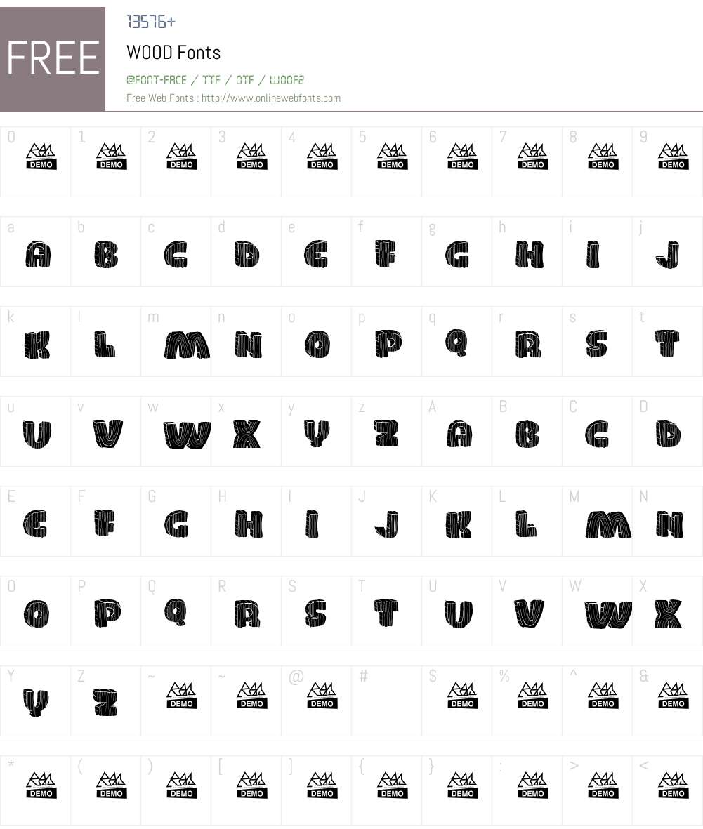 WOOD Font Screenshots