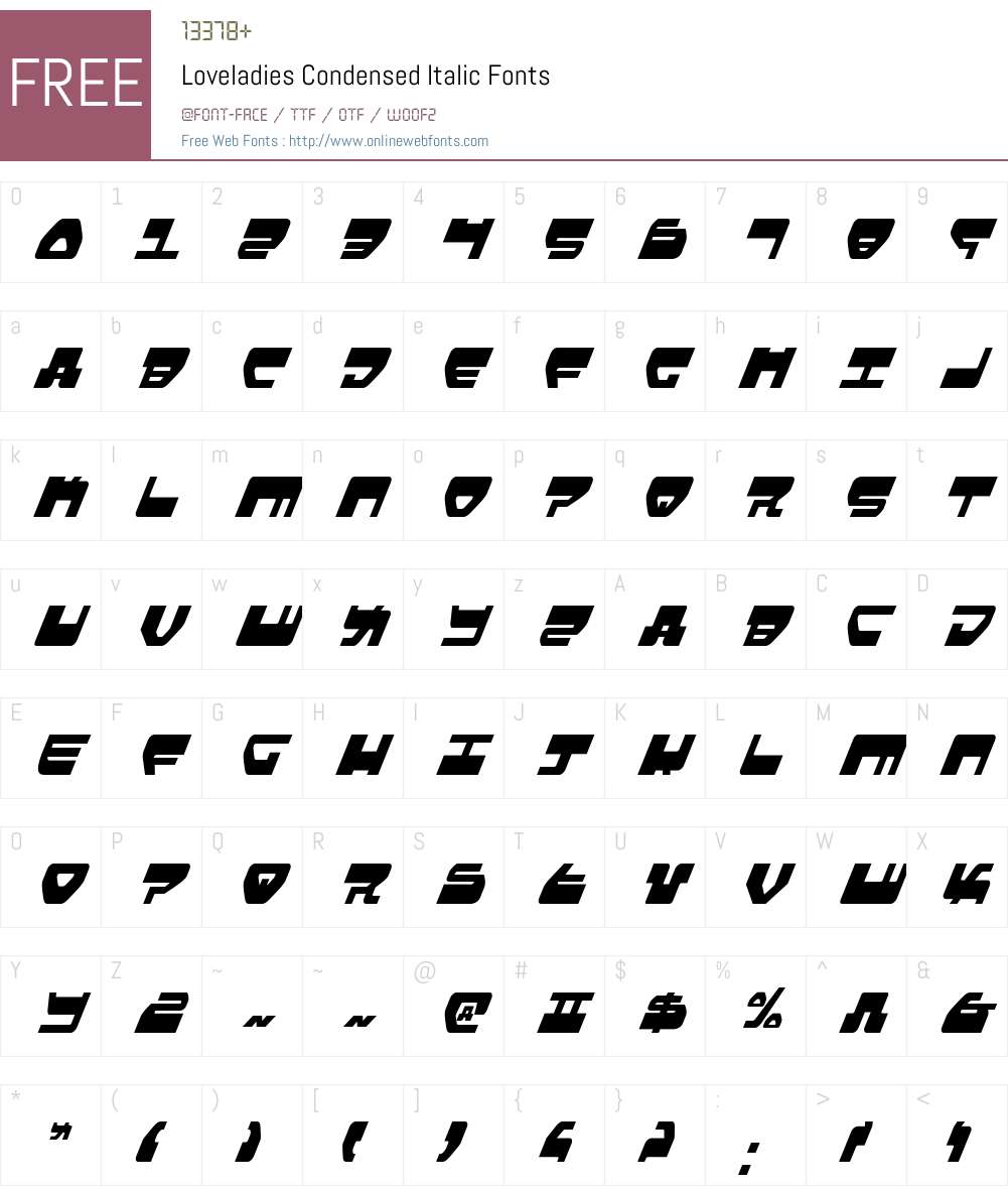 Loveladies Condensed Italic Font Screenshots