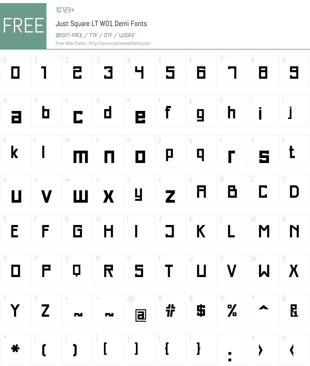 JustSquareLTW01-Demi Font Screenshots