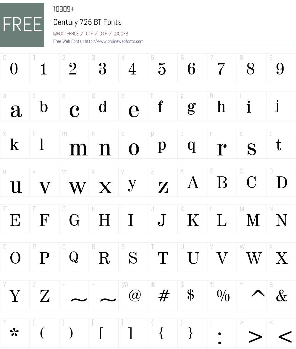 Century725 BT Font Screenshots