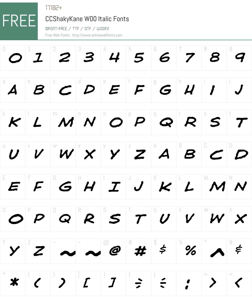 CCShakyKaneW00-Italic Font Screenshots