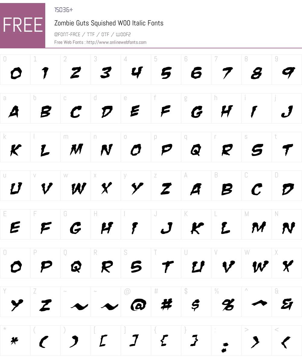 Zombie Guts Squished Font Screenshots