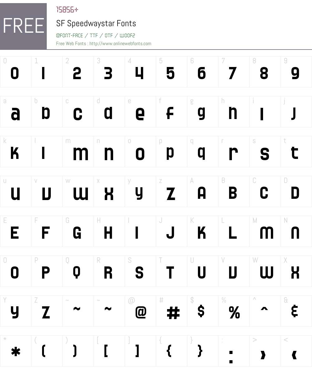 SF Speedwaystar Font Screenshots
