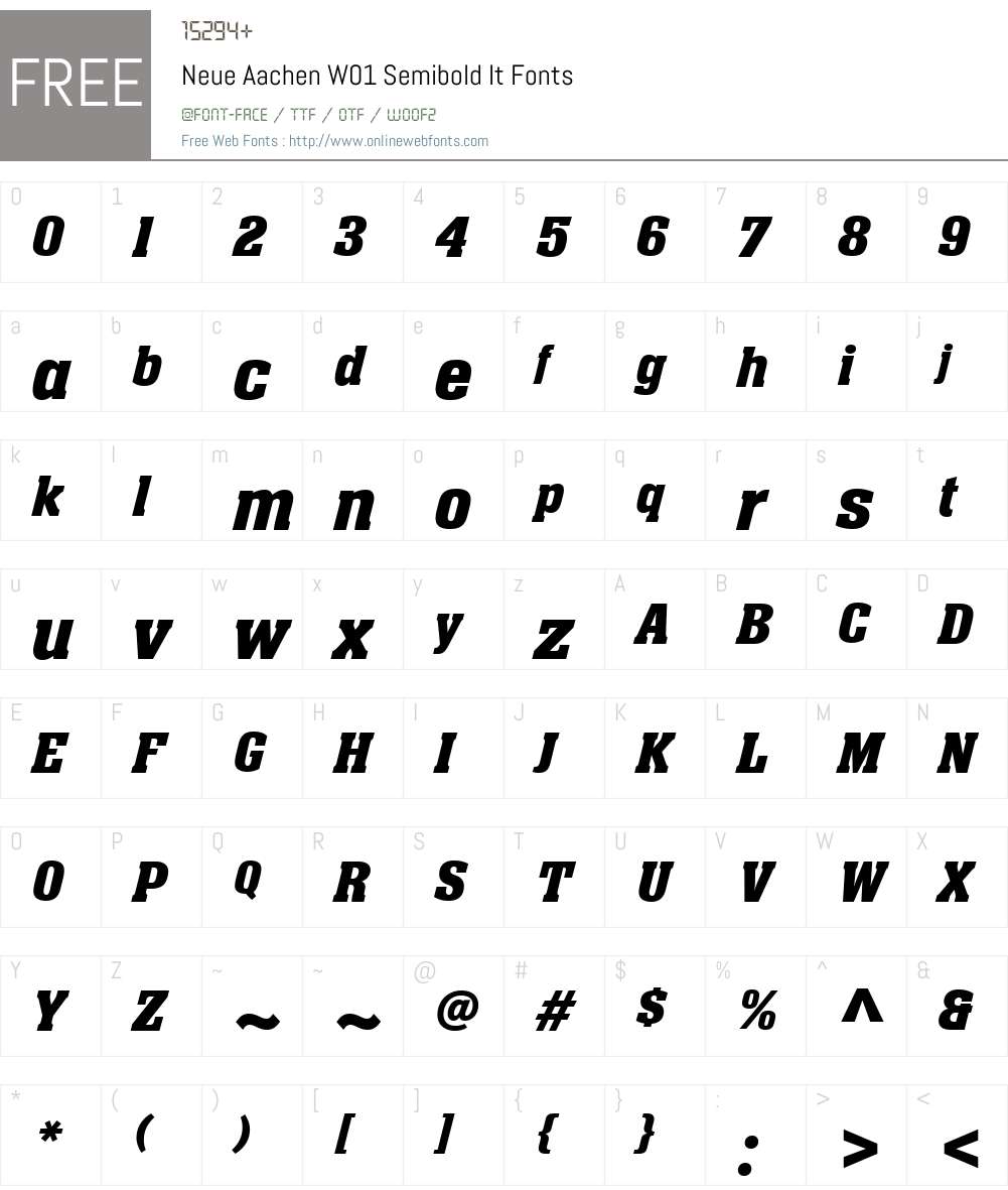 NeueAachenW01-SemiboldItalic Font Screenshots