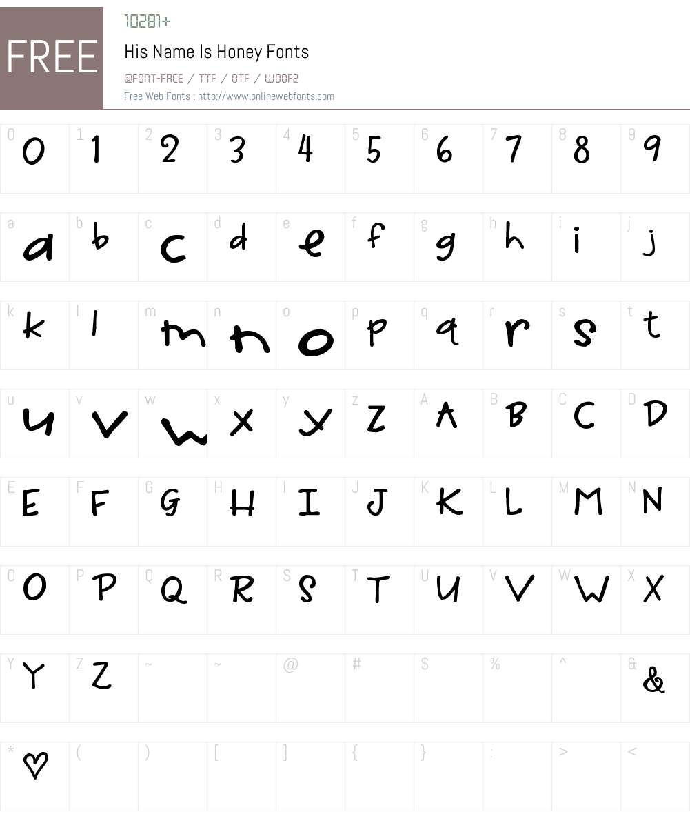 His Name Is Honey Font Screenshots