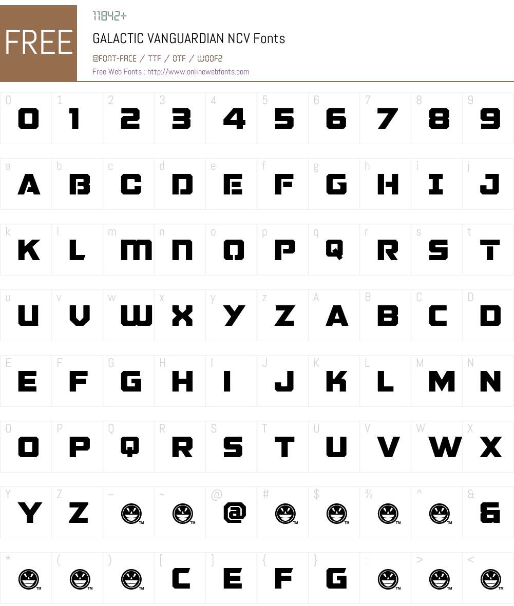 GALACTIC VANGUARDIAN NCV Font Screenshots