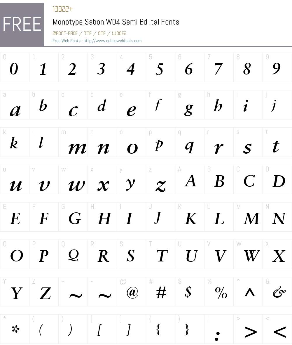 Monotype Sabon Font Screenshots