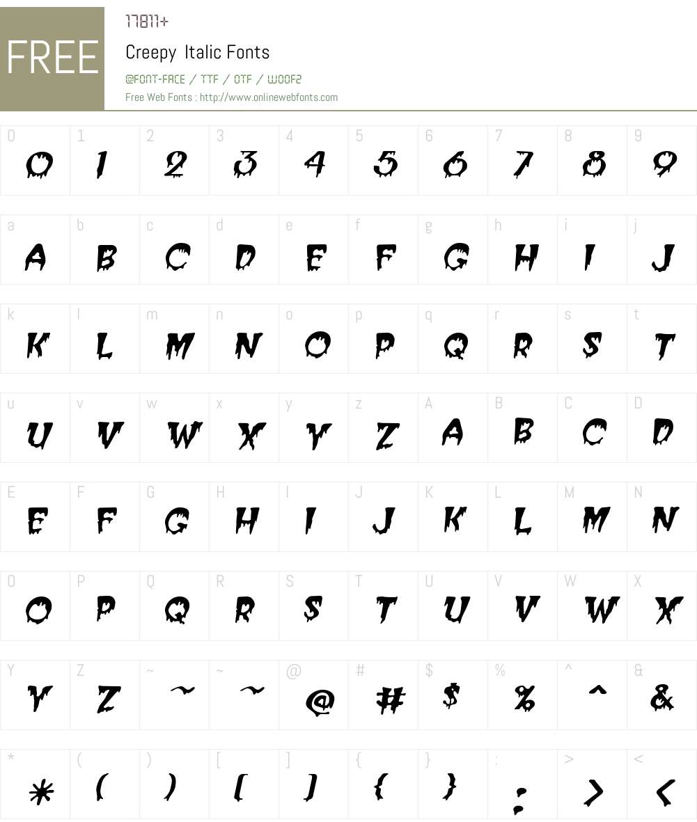 Creepy Font Screenshots