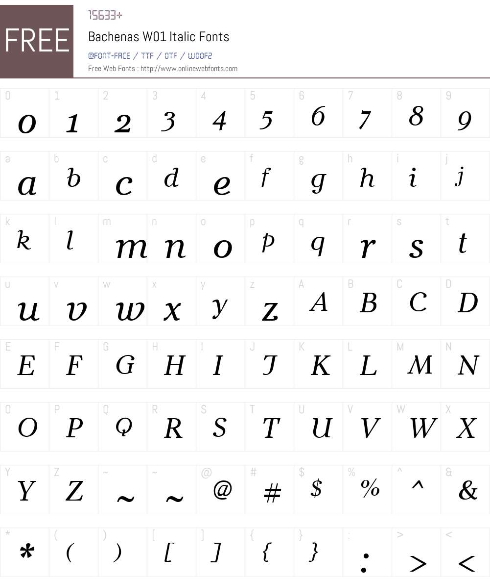 BachenasW01-Italic Font Screenshots