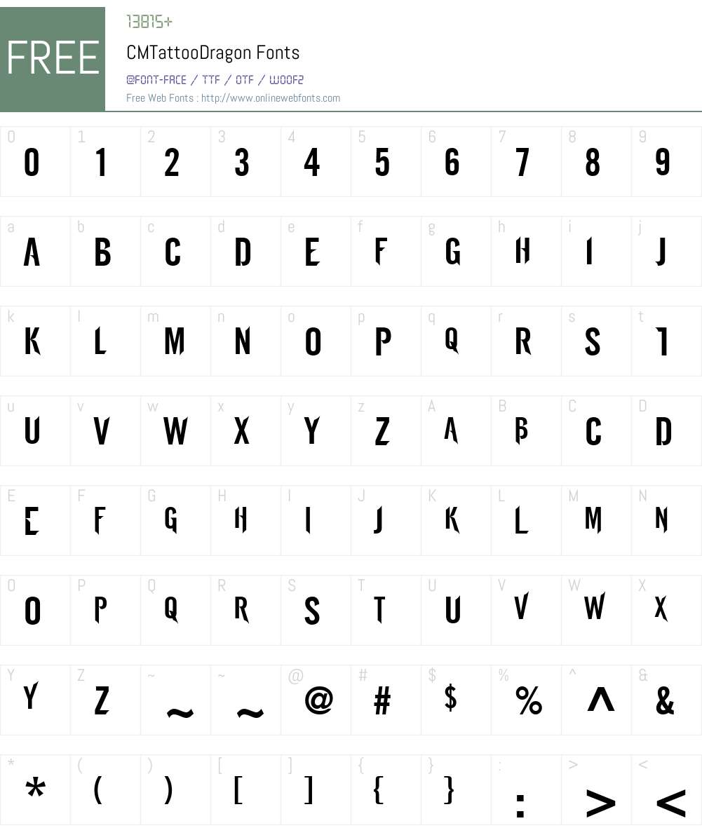CMTattooDragon Font Screenshots
