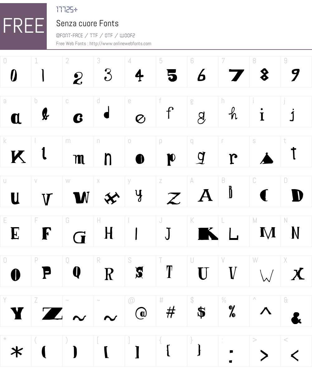 Senza cuore Font Screenshots