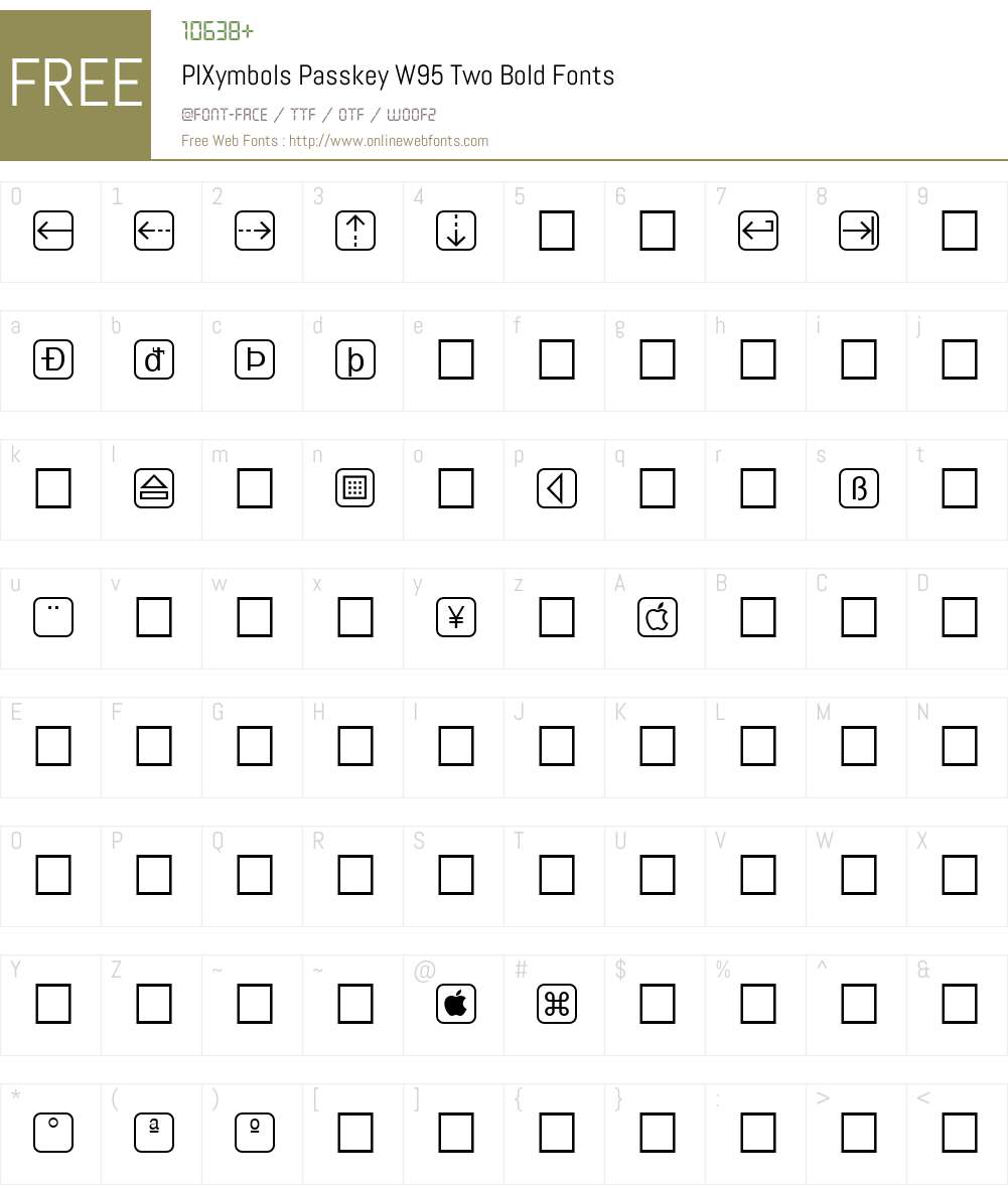 PIXymbolsPasskeyW95-TwoBold Font Screenshots