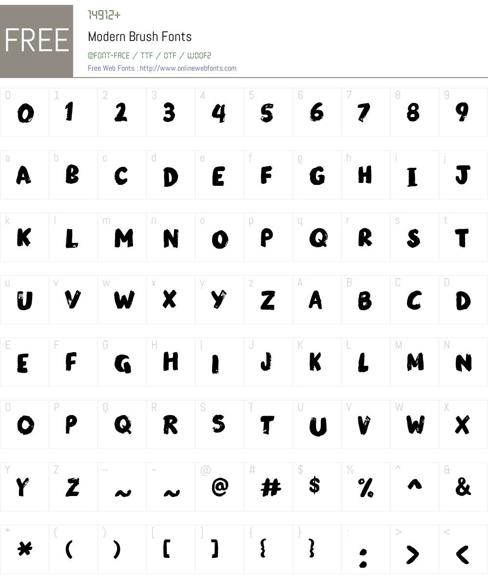 ModernBrush-Regular Font Screenshots