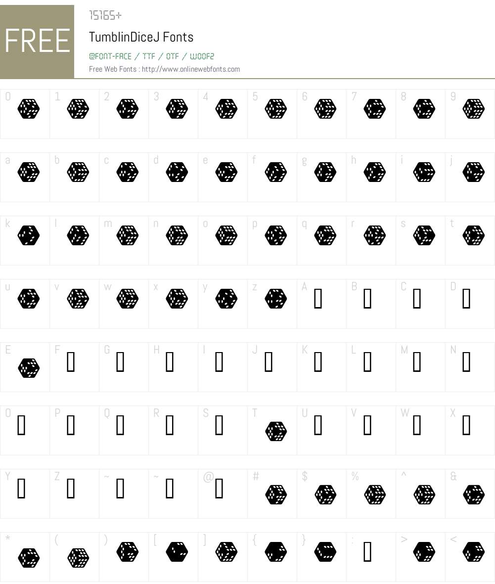 TumblinDiceJ Font Screenshots