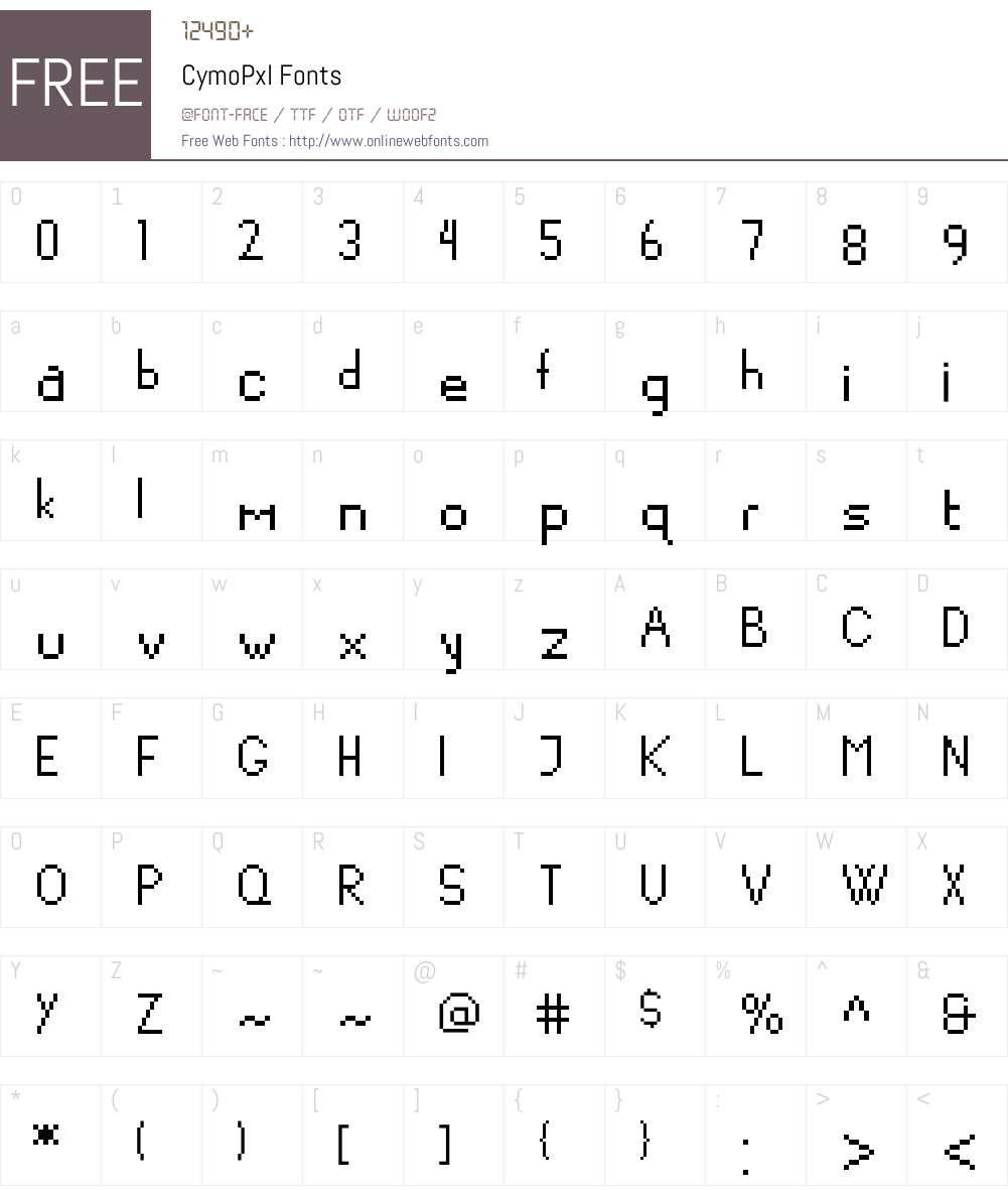 CymoPxl Font Screenshots