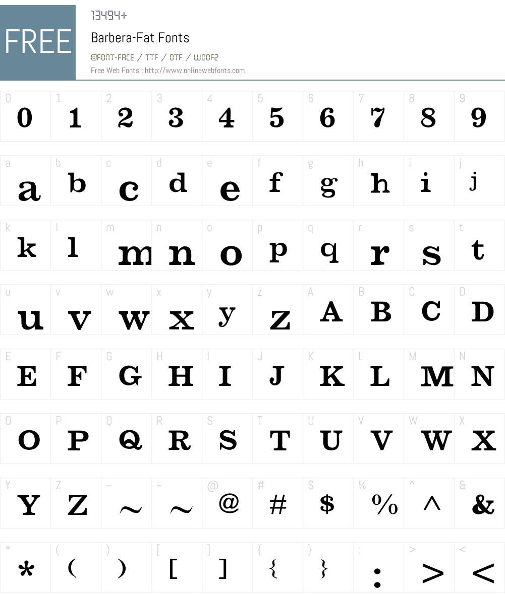 Barbera Font Screenshots
