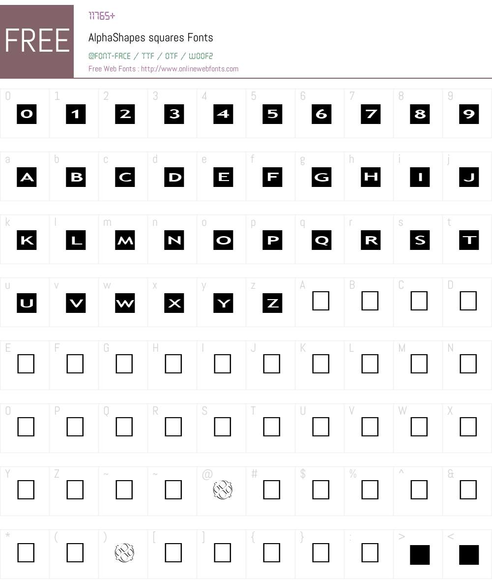 AlphaShapes squares Font Screenshots