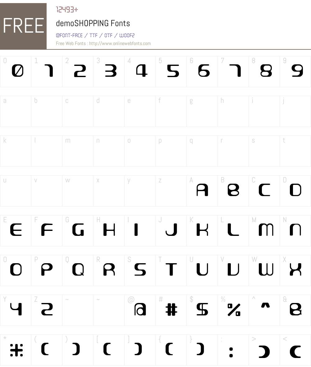 demoSHOPPING Font Screenshots