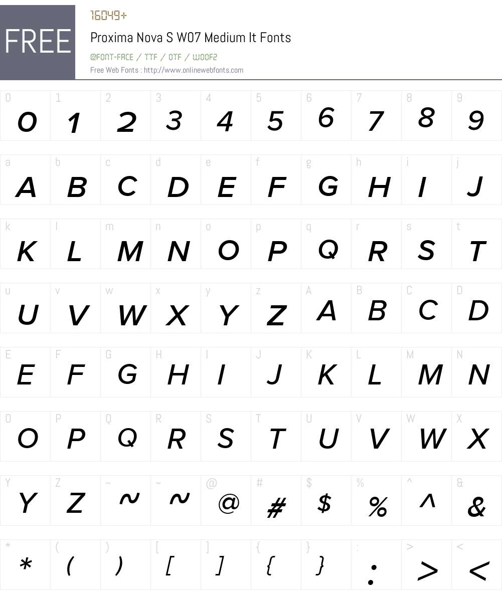 ProximaNovaSW07-MediumIt Font Screenshots