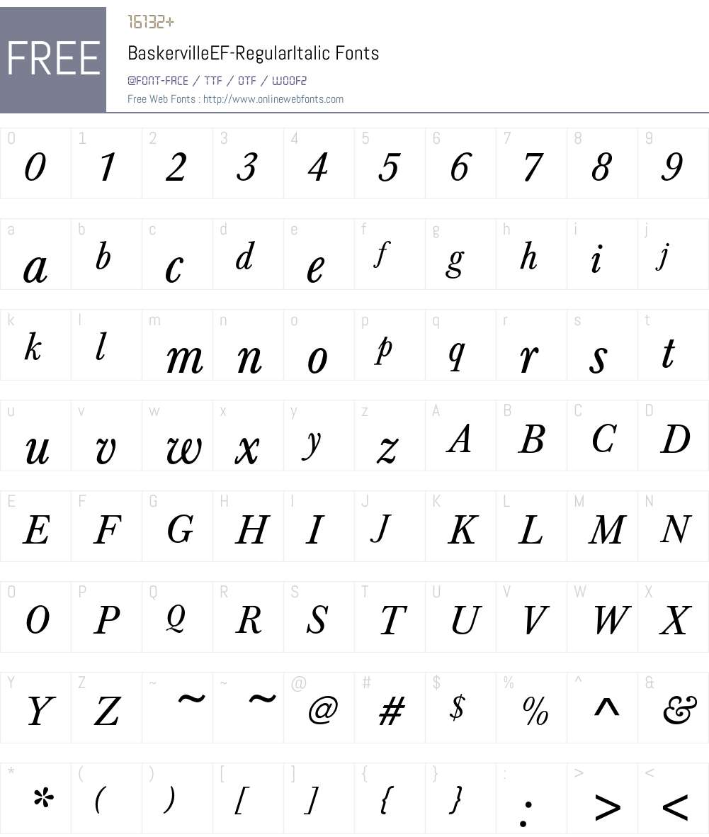 BaskervilleEF-RegularItalic Font Screenshots
