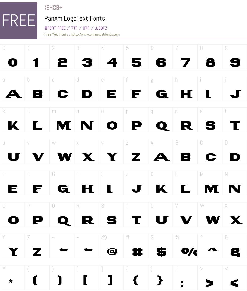 PanAm LogoText Font Screenshots