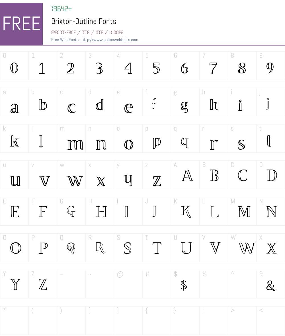Brixton Outline Font Screenshots