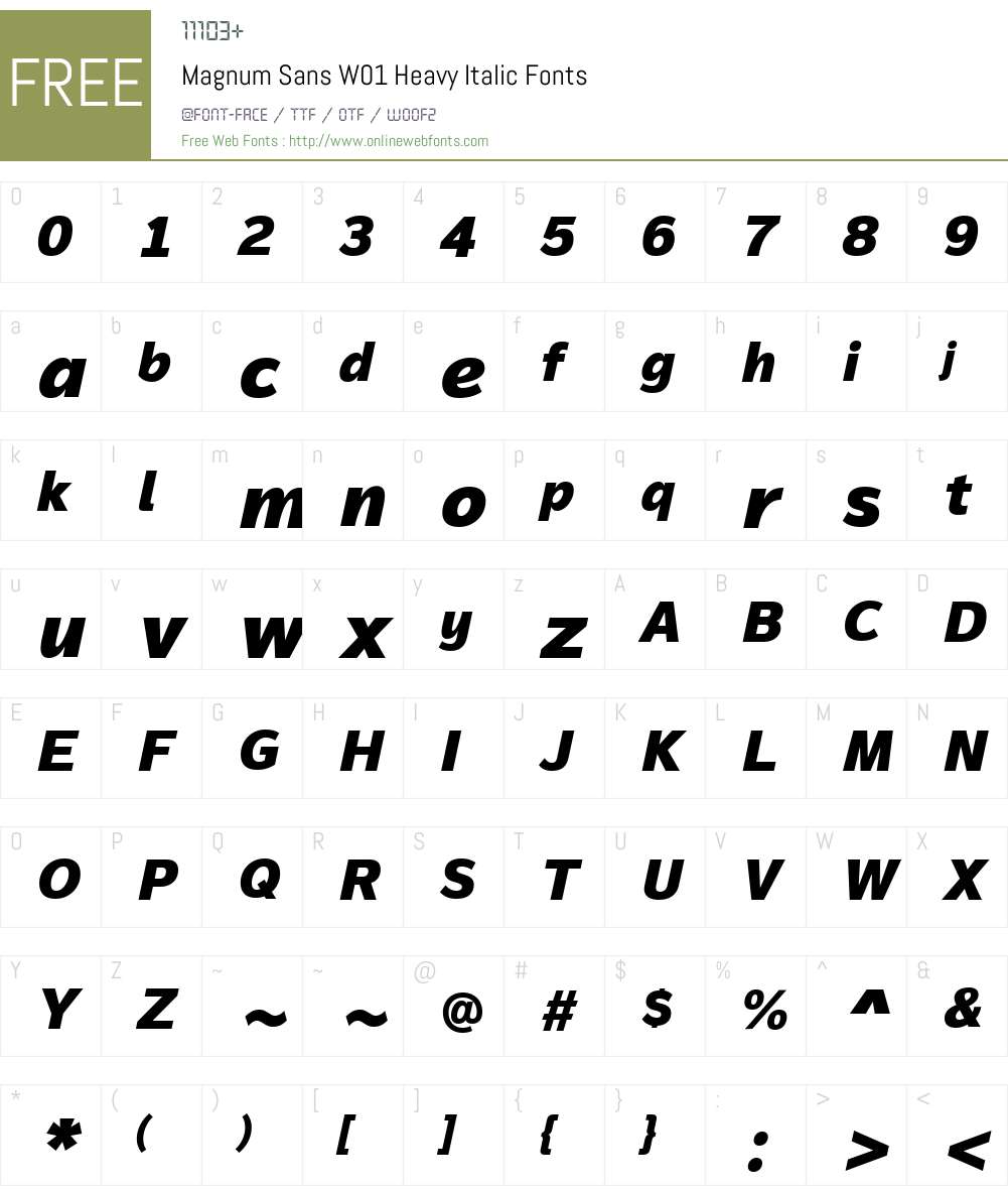 MagnumSansW01-HeavyItalic Font Screenshots