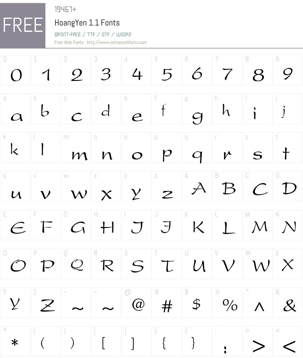 HoangYen 1.1 Font Screenshots