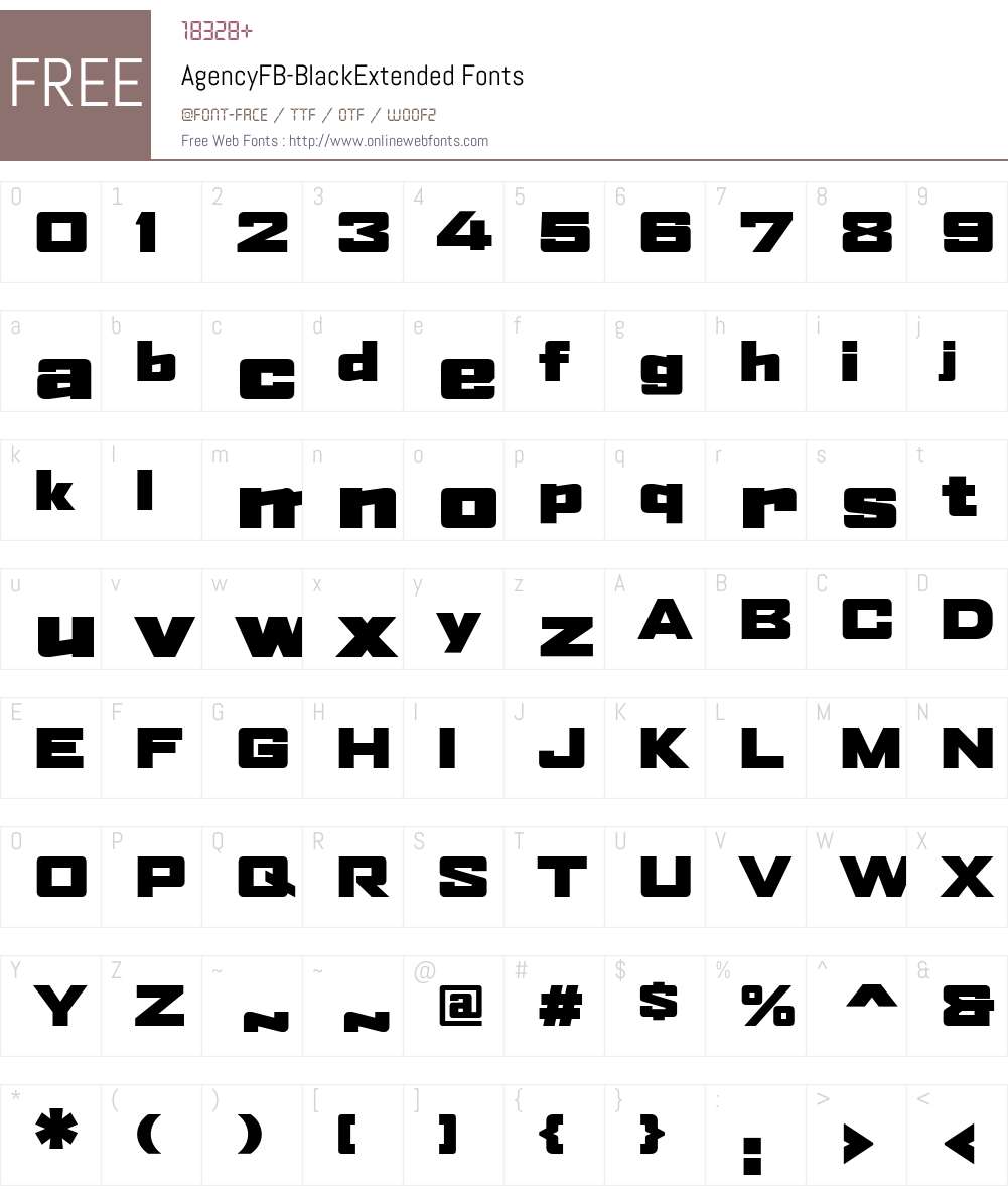 AgencyFB Font Screenshots